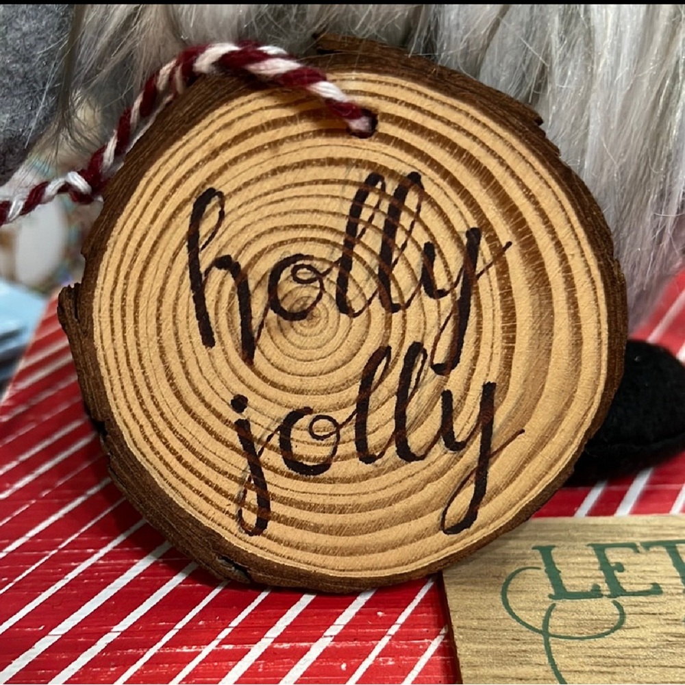Holly Jolly Wooden Ornament